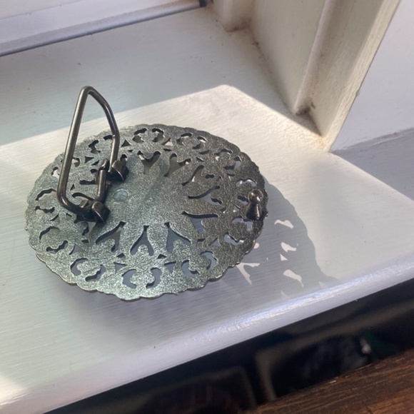 Silver Turquoise Belt Buckle - Picture 2 of 3